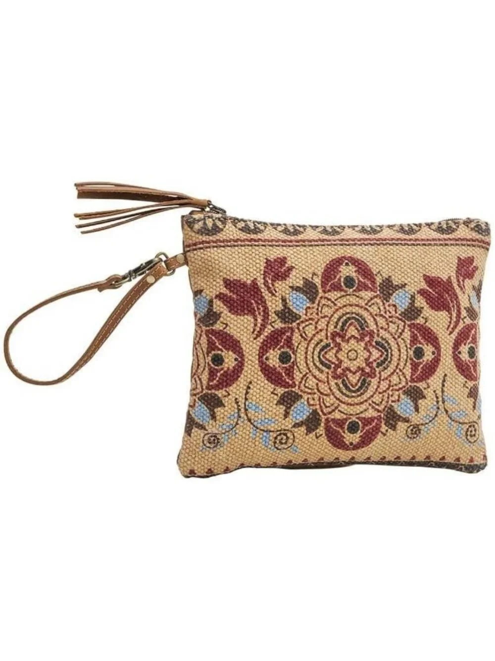 Compact Western Travel Makeup Bag - Canvas & Leather Organizer, Cute Toiletry